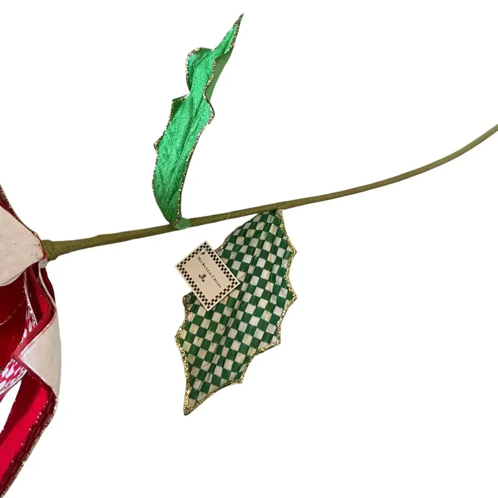 NEW MacKenzie Childs Jumbo Poinsettia Stem 24in Festive Christmas Holiday Decor